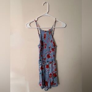 Blue and Red Floral Romper